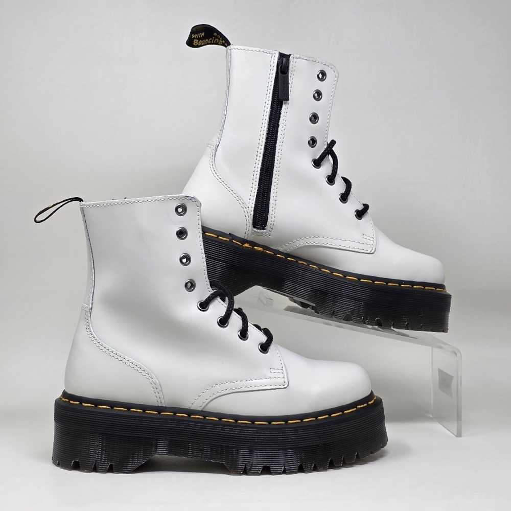 Dr Martens Jadon White Leather Ankle Platform Boots Men Size US 6 Women 7 New - Picture 2 of 11